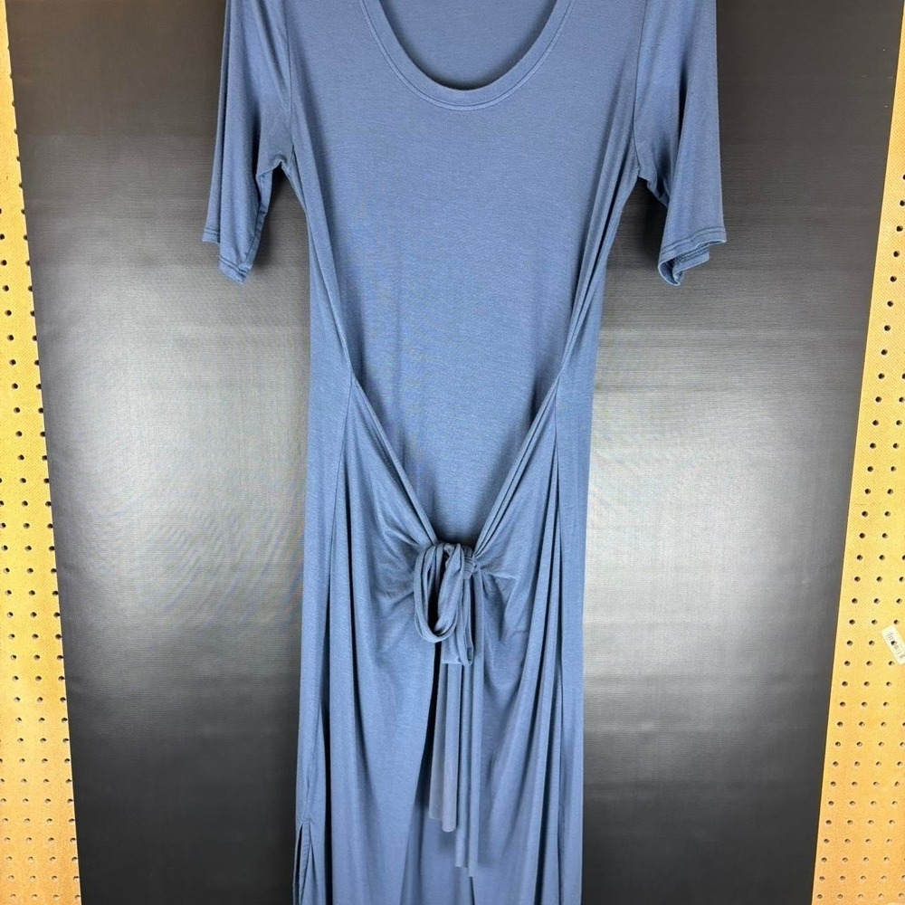 Womens Athleta blue maxi dress with tie in the middle